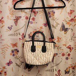 Betsy Johnson White w/ Pink Embroidered Hearts Crossover Bag